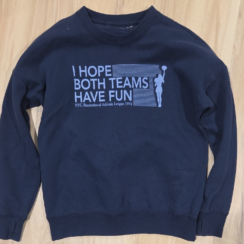 abercrombie kids Navy Crewneck Sweatshirt with Light Blue Graphic